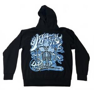 Lost Hills Black Skeleton Flame Hoodie Mens XL NWOT Heavyweight Pullover